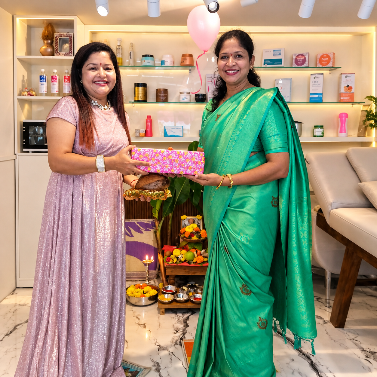 Shital Gurav with a studio associate