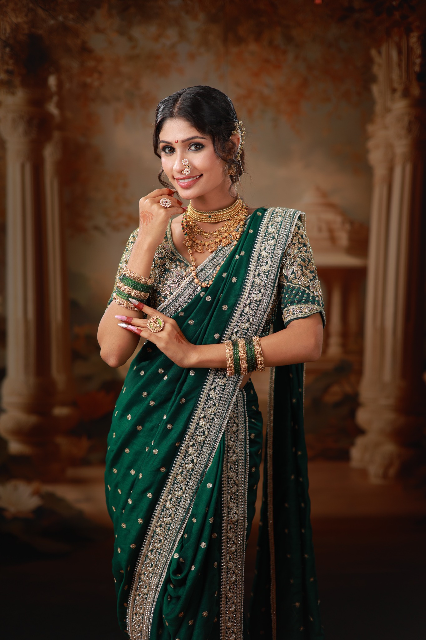 Green bridal makeup portrait